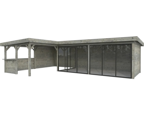 Paviljong PALMAKO Lenna 33,2 m² set 720 Slide+ doppimpregnerad grå