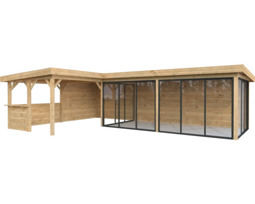 Paviljong PALMAKO Lenna 33,2 m² set 721 Slide+ doppimpregnerad brun