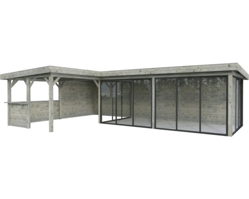 Paviljong PALMAKO Lenna 33,2 m² set 721 Slide+ doppimpregnerad grå