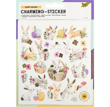 Påskdekaler med motiv som kaniner, blommor och påsk