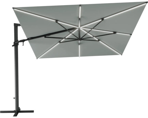 Frittstående parasoll med belysning för utomhusbruk