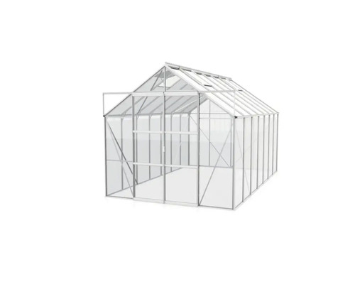 Växthus med aluminiumram och glaspaneler