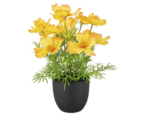 Konstgjord gul vallmo i kruka