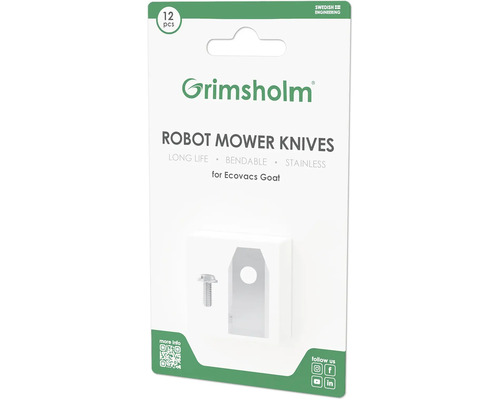 Kniv GRIMSHOLM Ecovacs Goat 12st Grimsholm robotgräsklipparknivar, 12 stycken, för Ecovacs Goat
