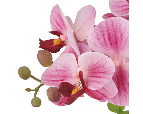 Konstgjord orkidé med blommor och knoppar
