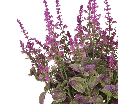 Konstgjord lavendel med lila blommor och gröna blad