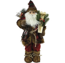 Dekorativ jultomte med pälsjacka, hatt och lykta