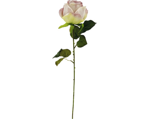 Konstgjord kvist ros 54cm ljuslila Enkel konstgjord ros med blad och stjälk