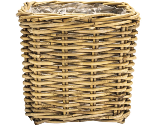 Rund planteringskruka i rotting med plastinsats