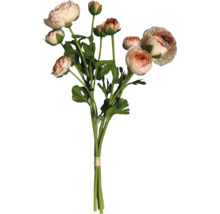 Konstgjord smörblomsbukett med flera blommor och gröna blad.