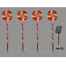 Fyrpack LED-solcellslampor i klubbdesign med solpanel och USB-kabel