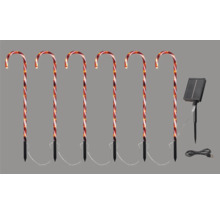 Sex polkagrisstänger med solpanel för juldekoration