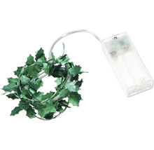 Dekorativ ljusslinga med gröna blad och batteridrift