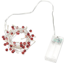 Ljusslinga med röda kulor och batteridrift