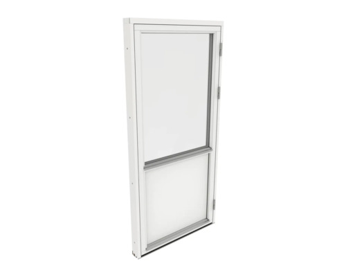 Vit dörr med glaspanel upptill