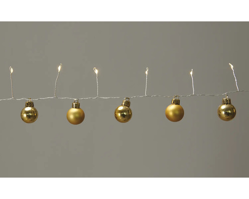 Ljusgirlang med gyllene julkulor