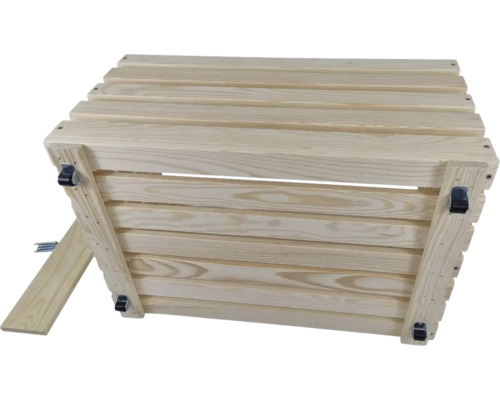 Träbänk för plantering med hjul