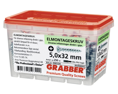 Grabber gipsskruvar 5,0x32 mm i behållare
