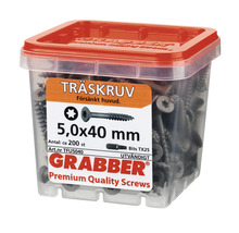 Grabber träskruvar 5,0 x 40 mm i transparent låda med rött lock