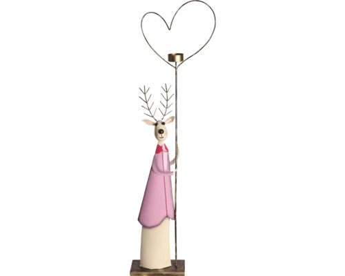 Dekorativ renfigur med värmeljushållare i hjärtform