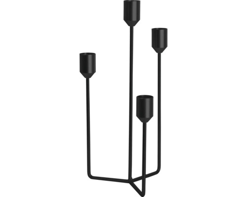 Svart ljusstake för fyra ljus