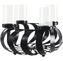 Ljusstake med glasinsatser och metallram