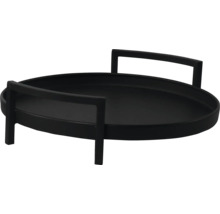 Svart rund bricka med handtag