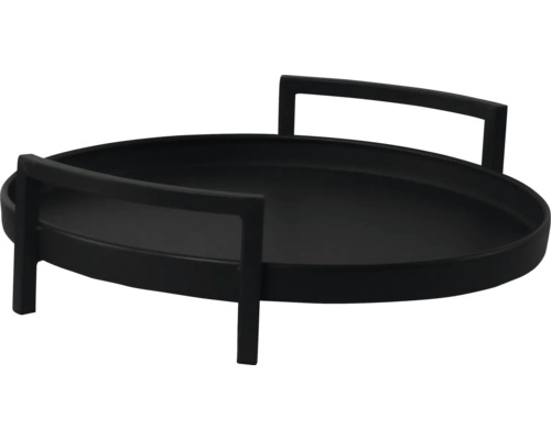 Svart rund bricka med handtag
