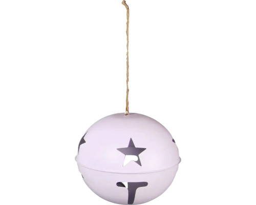 Hängande kula LAFIORA metall Ø25cm vit Dekorativ klocka med stjärnmönster och hängsnöre