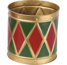 Dekorativ kruka i metall med rombmönster för växter