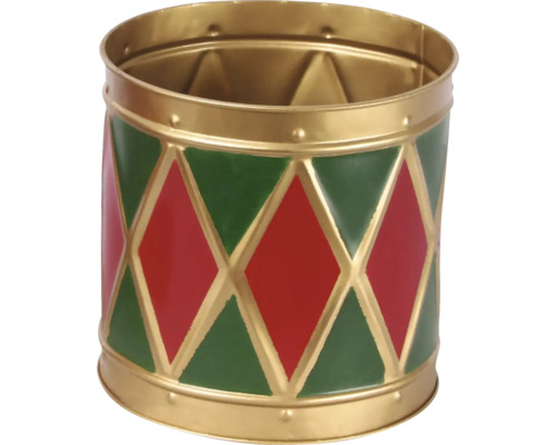 Dekorativ kruka i metall med rombmönster för växter