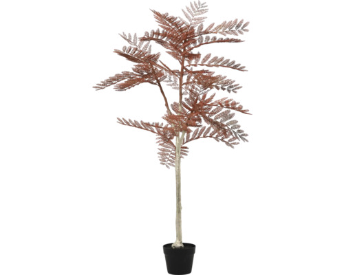 Dekorativt träd av plast med bruna blad i kruka