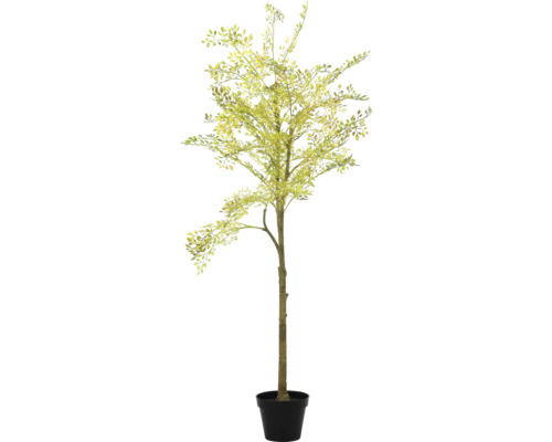 Konstgjort träd med löv i en kruka