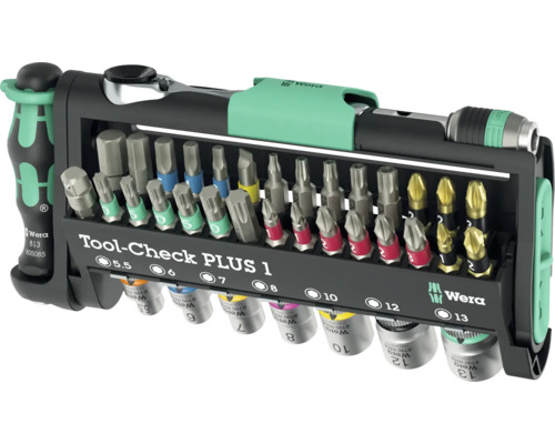 Wera verktygssats med bits, hylsor och handtag