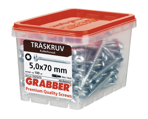 Grabber träskruvar 5,0x70 mm i behållare