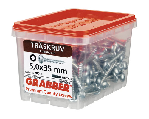 Grabber träskruvar 5,0x35 millimeter i förvaringsbehållare