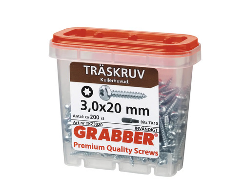 Grabber träskruvar 3,0x20 mm i behållare