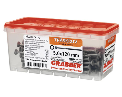 Grabber träskruvar 5,0 x 120 mm i transparent behållare