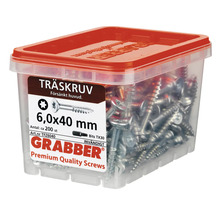 Grabber träskruvar 6,0x40 mm, cirka 200 stycken i behållare