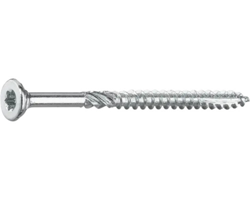 En skruv med försänkt huvud och torx-drift.