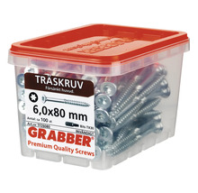 Träskruv GRABBER C1 försänkt 6,0x80mm 100-pack TFZ6080