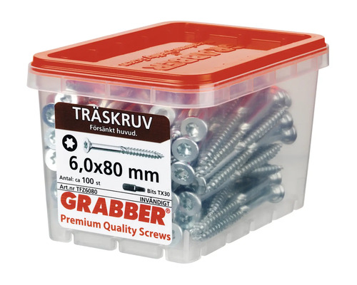Träskruvar 6,0x80 millimeter i plastlåda