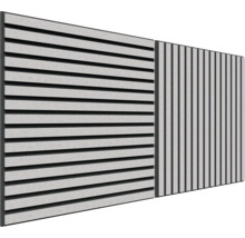 Två olika staketpaneler med horisontella och vertikala lameller