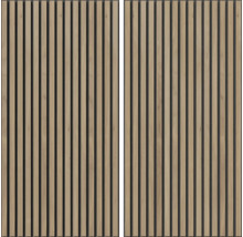 Två träpaneler med lamellstruktur för väggbeklädnad