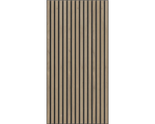 Akustikpanel FJORDWALL 1200x600x19mm valnöt/svart Träpanel med vertikala lameller för väggdekoration