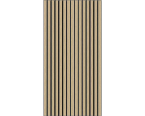 Akustikpanel FJORDWALL 1200x600x19mm ek/svart Träpaneler med ribbstruktur för vägg- och takbeklädnad