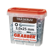 Grabber träskruvar 3,0x25 mm, cirka 200 stycken i behållaren