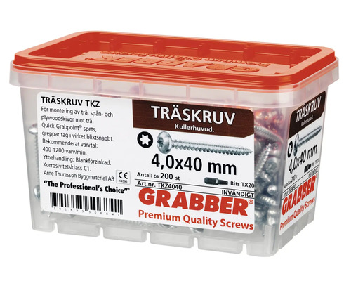 Grabber träskruvar 4,0x40 mm i behållare