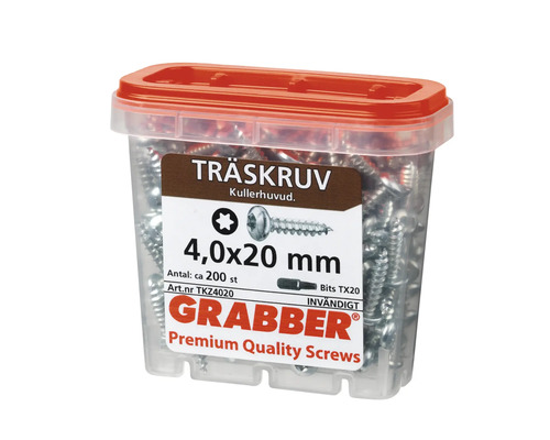 Träskruvar 4,0x20 mm i genomskinlig plastlåda