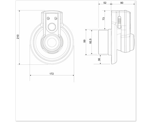 Teknisk ritning av en sanitetsprodukt med dimensioner